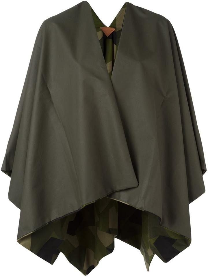 Ermanno Gallamini Reversible Camouflage Poncho, Women's, Green, Polyester/cotton