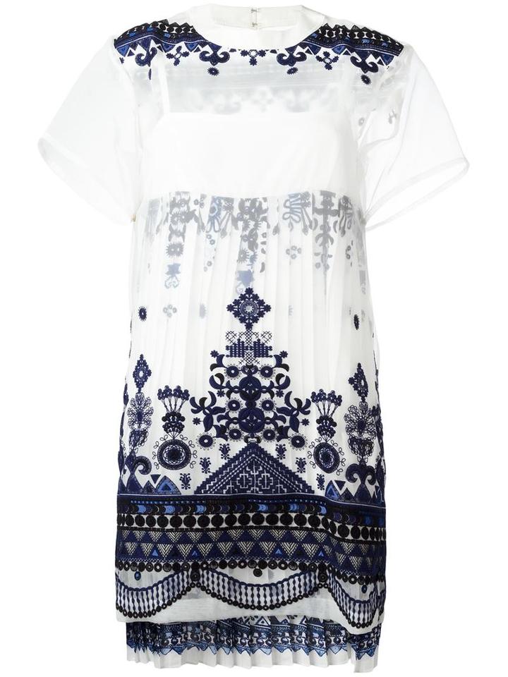 Sacai Tribal Lace Dress, Women's, Size: 1, White, Polyester