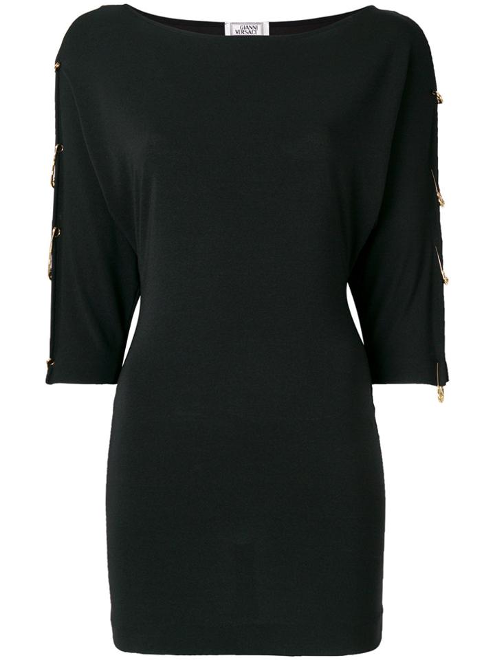 Versace Vintage Safety Pin Mini Dress - Black