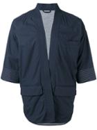 Lardini - Ribbed Shortsleeved Lightweight Jacket - Men - Cotton/polyester - 50, Blue, Cotton/polyester
