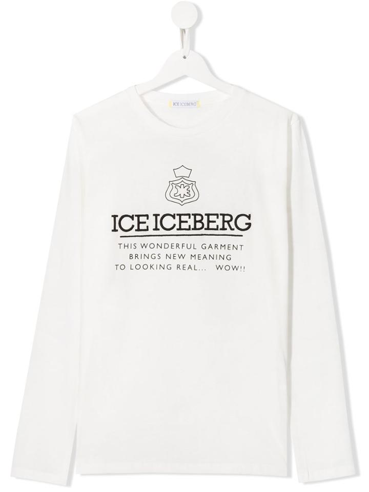 Iceberg Kids Teen Logo Long-sleeve Top - White
