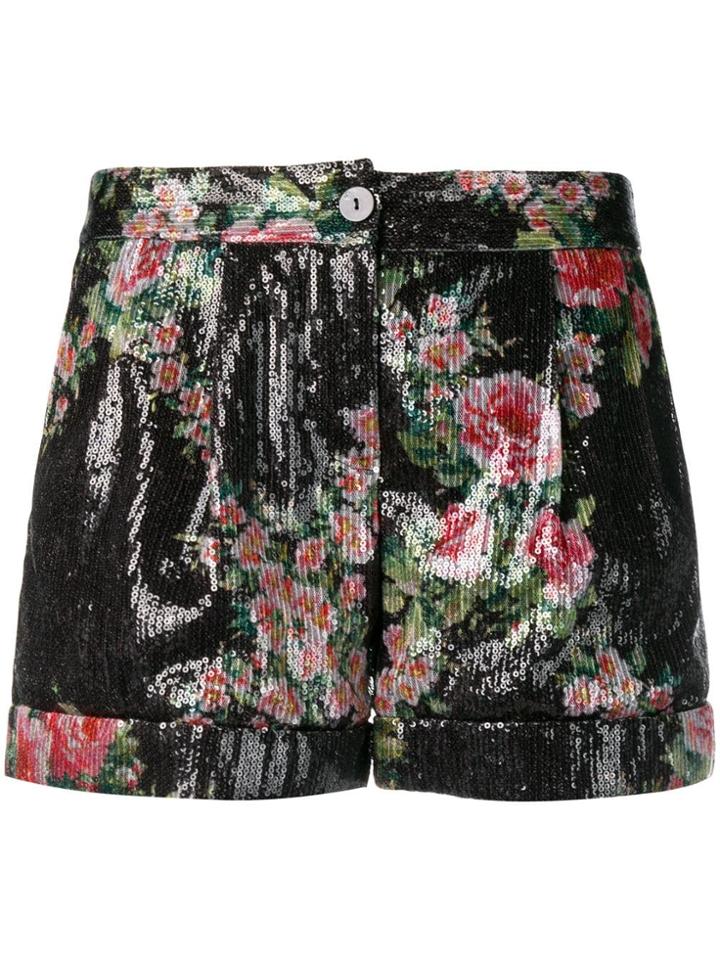 Blumarine Floral Sequin Shorts - Black