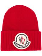 Moncler Ribbed Hem Beanie - Red