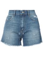 Anine Bing - High Waisted Denim Shorts - Women - Cotton - S, Blue, Cotton