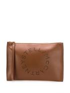 Stella Mccartney Large Perforated-logo Clutch - Brown