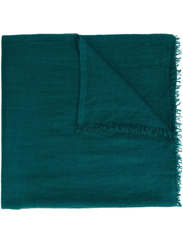 Faliero Sarti Raw Edge Woven Scarf, Women's, Green, Silk/cashmere
