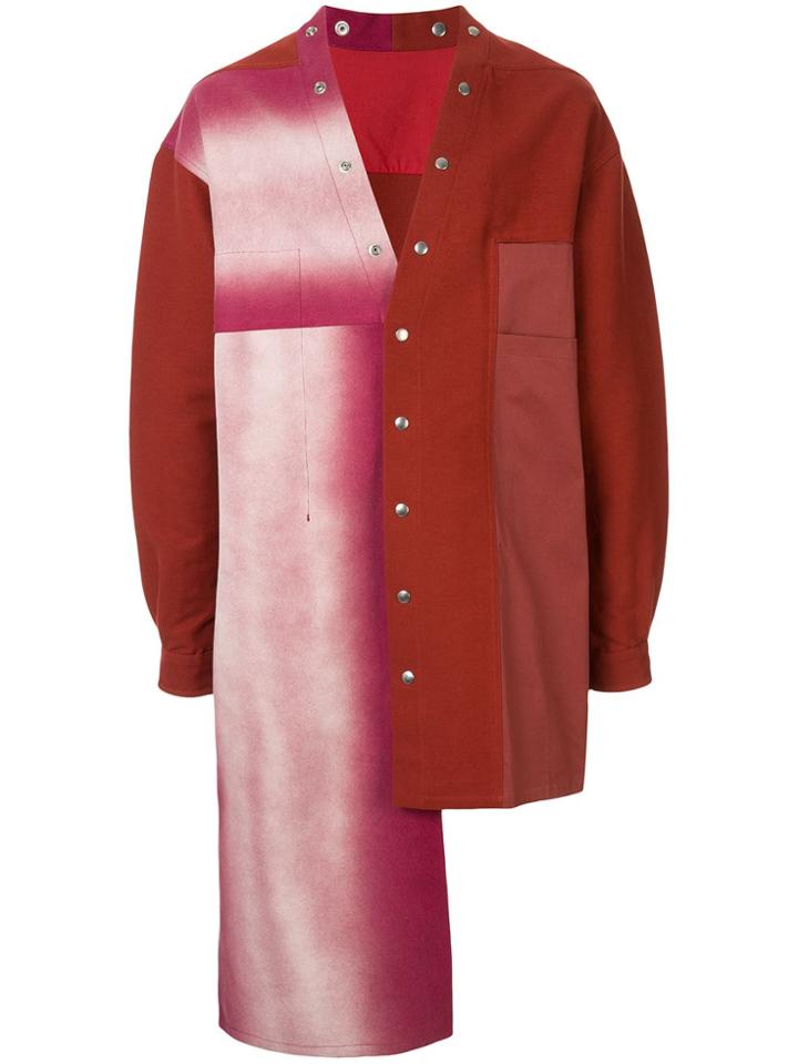 Rick Owens Ombré Asymmetric Shirt Jacket - Red