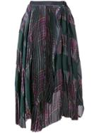 Sacai Asymmetric Checked Skirt - Green