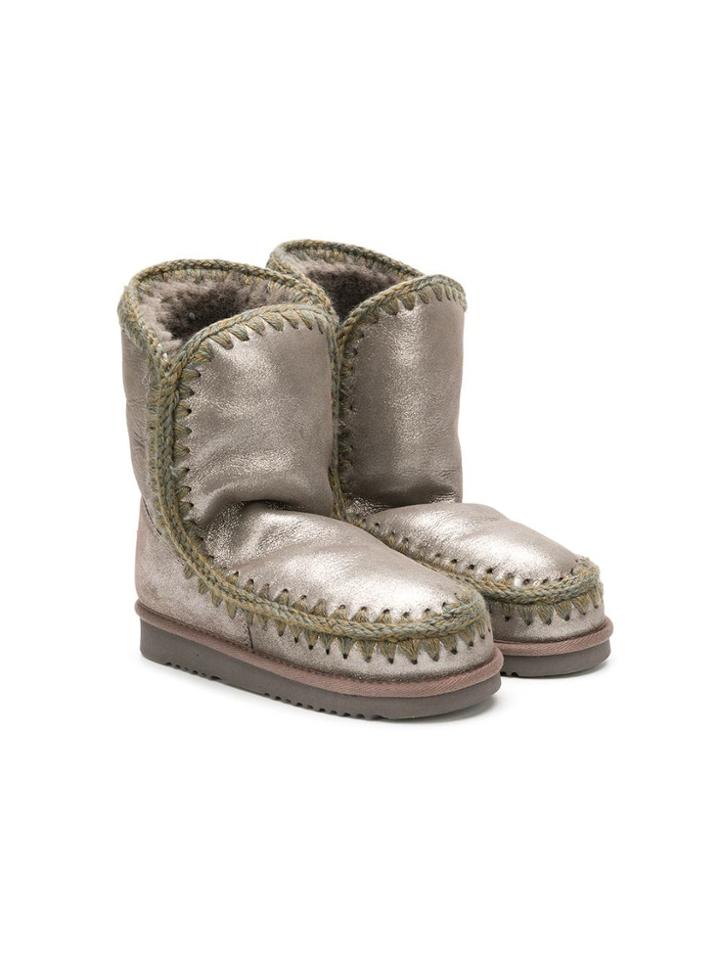 Mou Kids Teen Stitched Slip-on Boots - Green