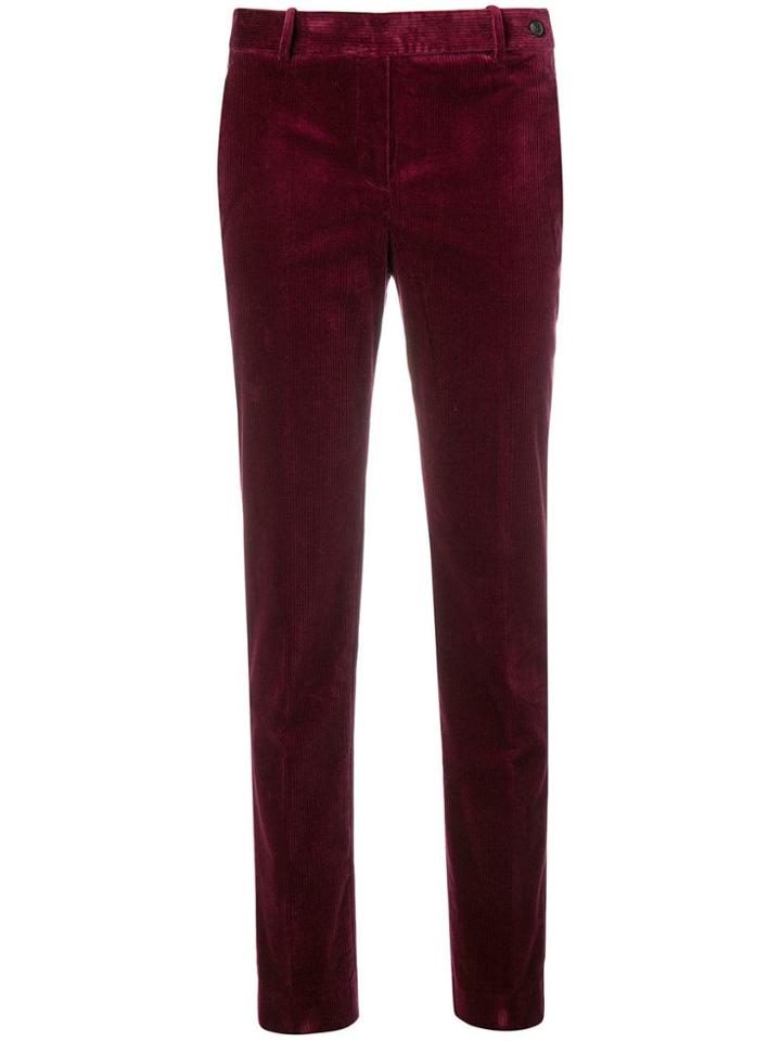 Theory Corduroy Slim-fit Trousers - Pink & Purple