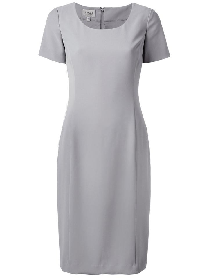 Armani Collezioni Smart Scoop Neck Dress, Women's, Size: 48, Grey, Polyester