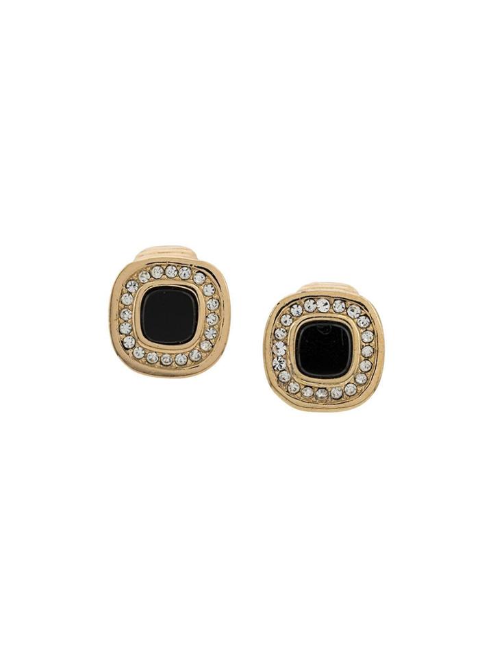 Christian Dior Pre-owned 1980's Square Clip On Earrings - Gold