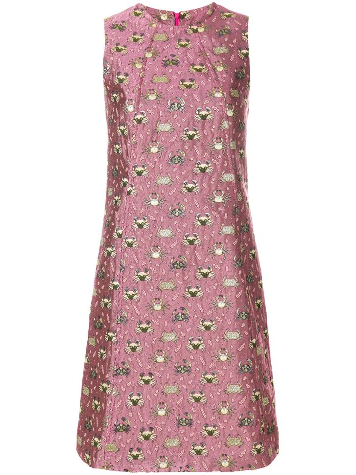 Femme By Michele Rossi Sleeveless Jacquard Mini Dress - Pink & Purple