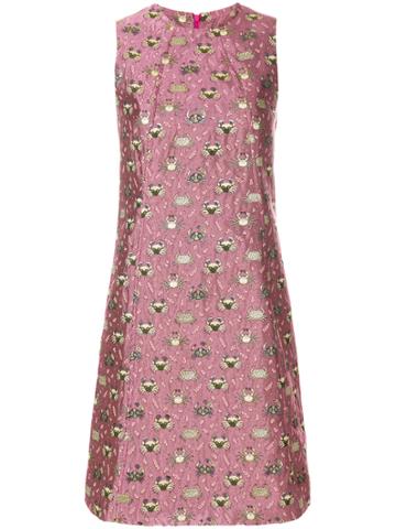 Femme By Michele Rossi Sleeveless Jacquard Mini Dress - Pink & Purple