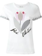 Red Valentino Sleeve Detail Flower T-shirt, Women's, Size: Small, White, Cotton