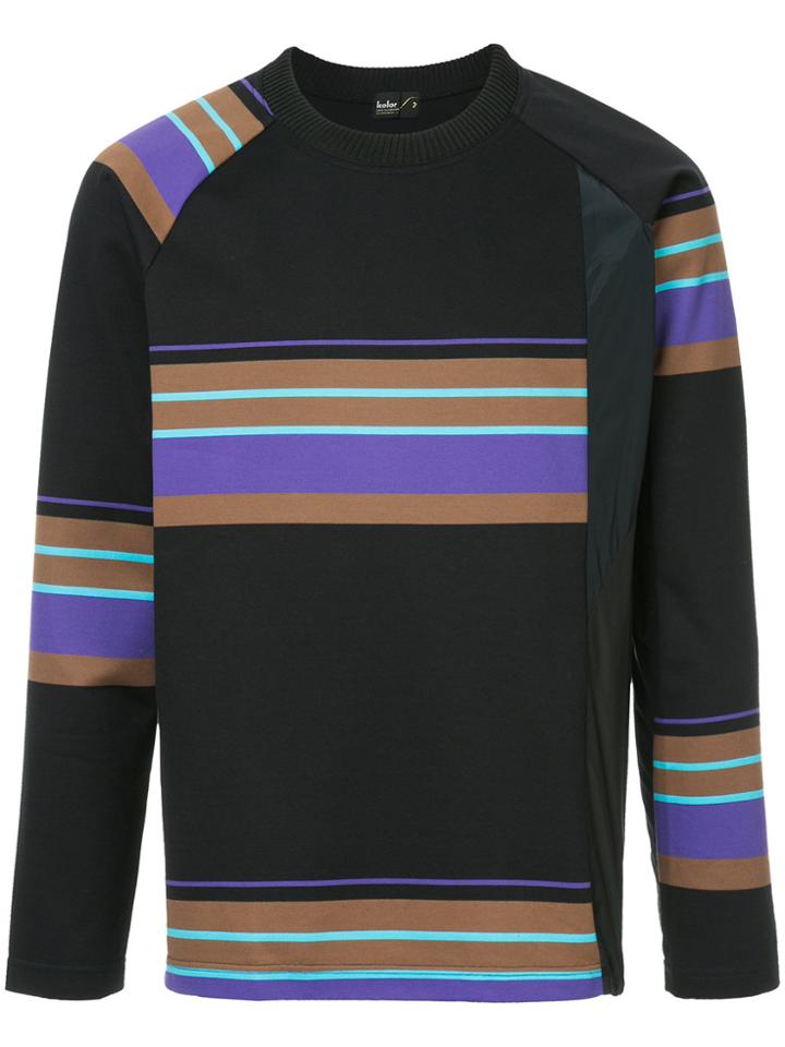 Kolor Asymmetric Striped Sweatshirt - Black
