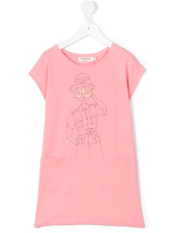 Nice Things Mini - Safari Woman Print T-shirt Dress - Kids - Cotton/spandex/elastane - 6 Yrs, Pink/purple