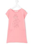 Nice Things Mini - Safari Woman Print T-shirt Dress - Kids - Cotton/spandex/elastane - 6 Yrs, Pink/purple