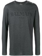 Balmain Long Sleeve Logo T-shirt - Grey