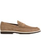 Hogan Rubber Sole Penny Loafers, Men's, Size: 10.5, Brown, Suede/rubber
