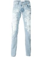 Dolce & Gabbana Ripped Jeans, Men's, Size: 48, Blue, Cotton