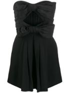 Saint Laurent Bow Detailed Playsuit - Black