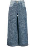 Elisabetta Franchi Tweed-style Cropped Trousers - Blue