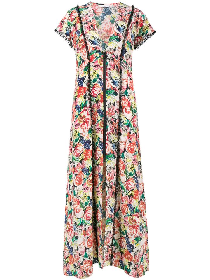 Ganni Zip Up Floral Print Maxi Dress - Multicolour