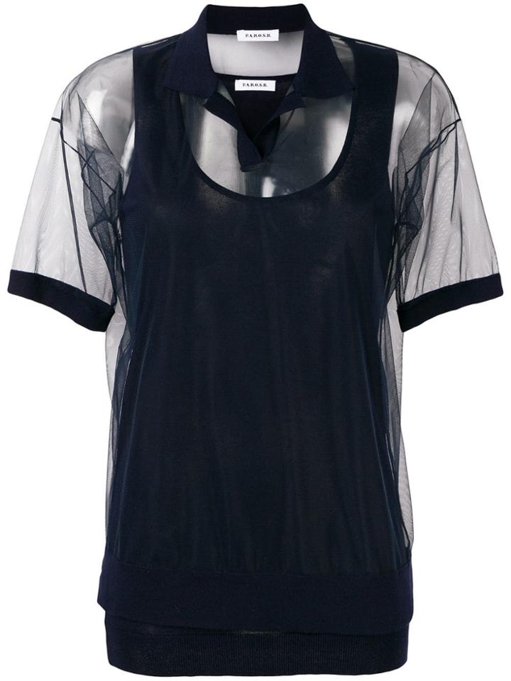 P.a.r.o.s.h. Sheer Short-sleeve Blouse - Blue