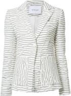 Derek Lam 10 Crosby Striped Blazer, Women's, Size: 2, White, Cotton/acrylic/viscose