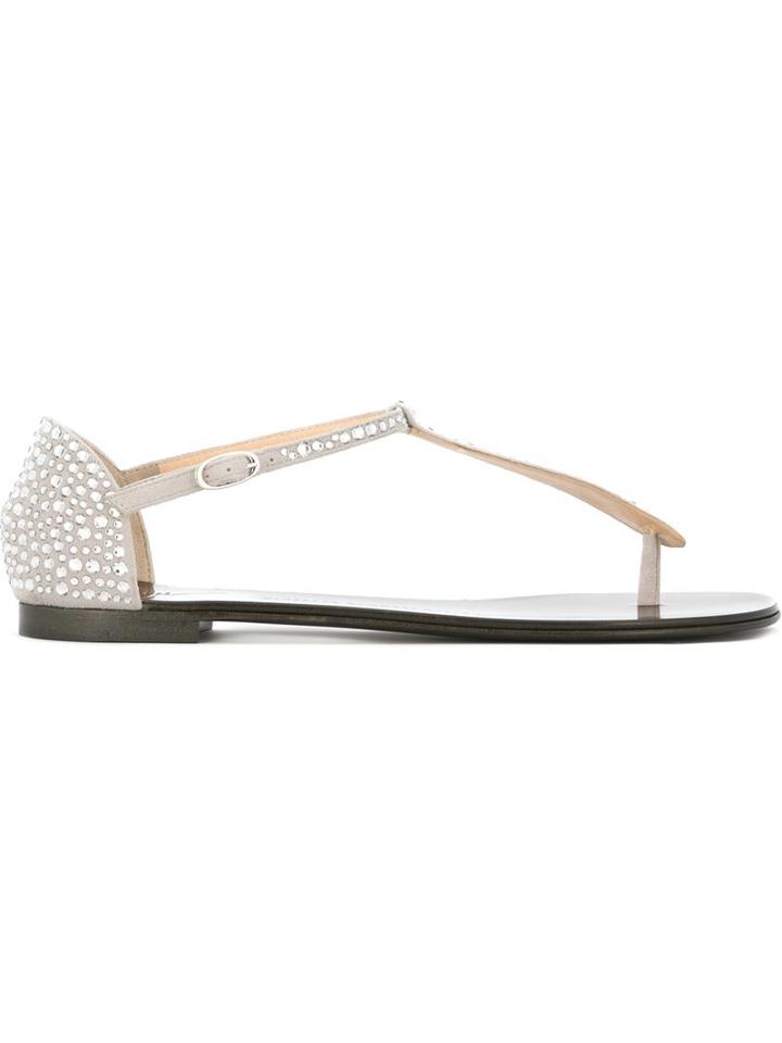 Giuseppe Zanotti Design Gaia Sandals, Women's, Size: 39.5, Grey, Suede/leather/crystal