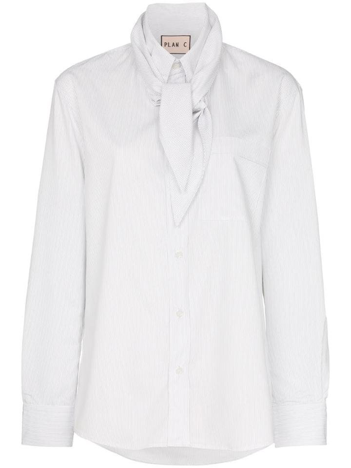 Plan C Pussy Bow Shirt - White