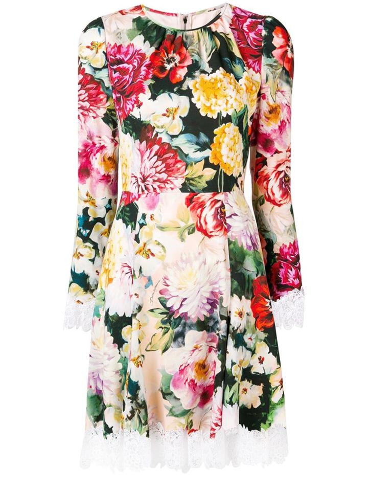 Dolce & Gabbana Floral Print Midi Dress - Red