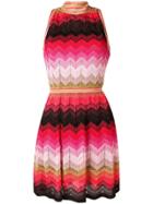 M Missoni Metallic Zigzag Knit Mini Dress - Pink