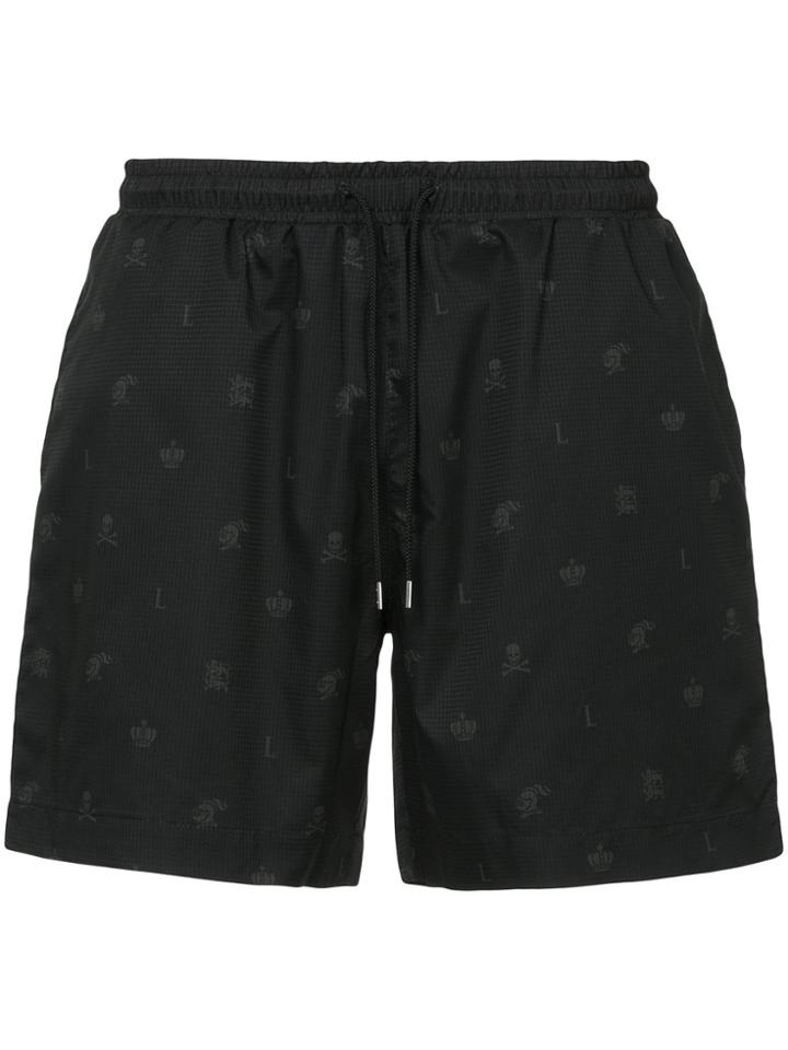 Loveless Printed Track Shorts - Black
