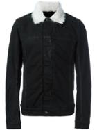 Rick Owens Drkshdw Contrast Collar Jacket, Men's, Size: Small, Black, Cotton/sheep Skin/shearling/polyester