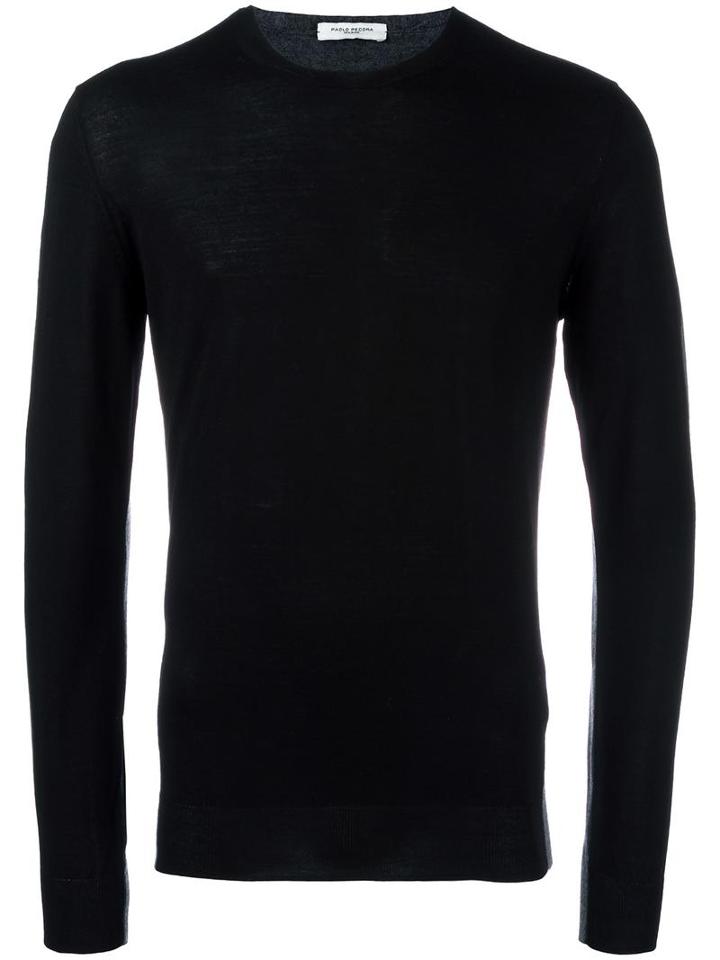 Paolo Pecora Crew Neck Jumper, Men's, Size: Xl, Black, Wool