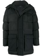 Z Zegna Mid-length Hooded Padded Coat - Black