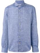 Kiton Buttoned Shirt, Men's, Size: 41, Blue, Linen/flax