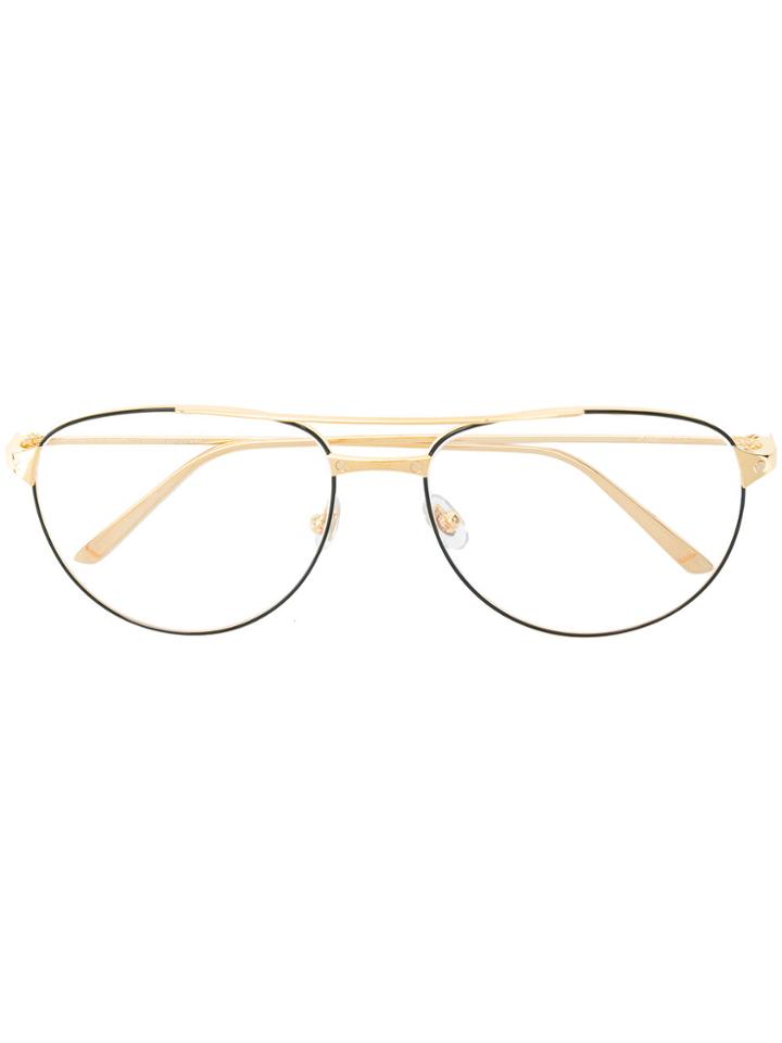 Cartier Double Bridge Aviator Glasses - Metallic