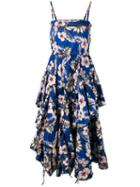 Philosophy Di Lorenzo Serafini Floral Print Flared Dress, Women's, Size: 44, Blue, Polyester