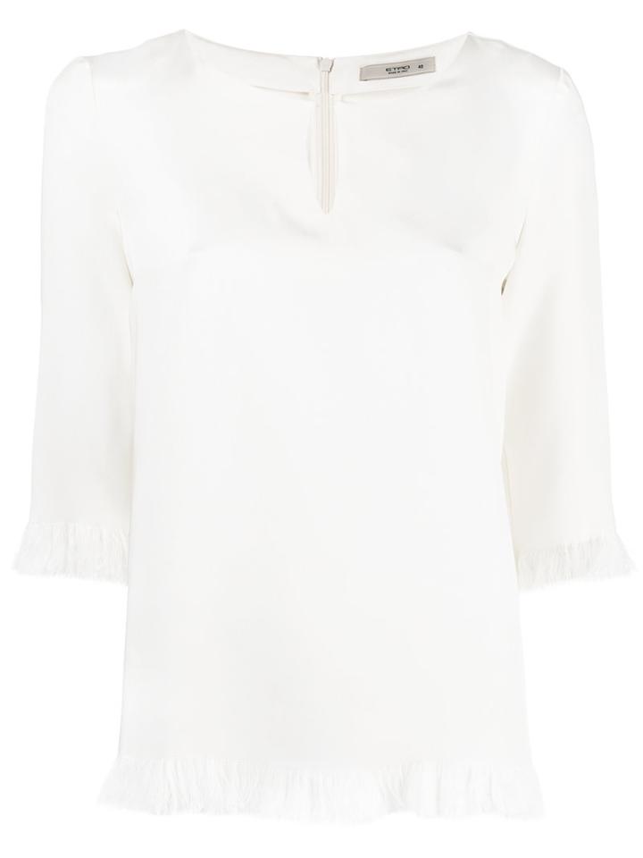 Etro - Fringed Hem Blouse - Women - Silk - 42, White, Silk