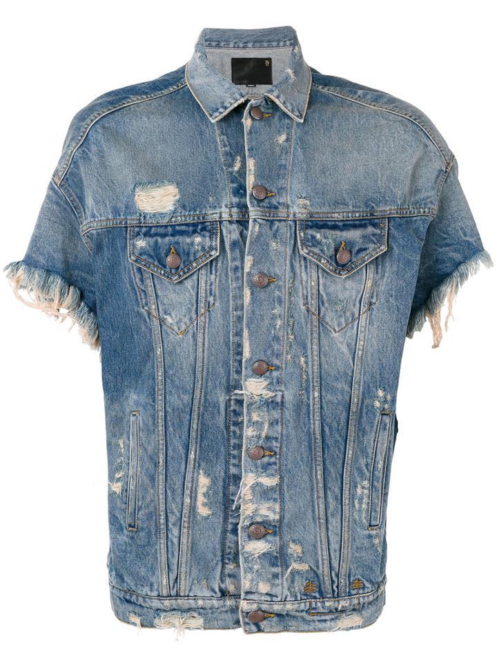 R13 Frayed Shortsleeved Denim Jacket, Men's, Size: Xs, Blue, Cotton/spandex/elastane