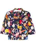 Love Moschino Printed Denim Jacket - Blue