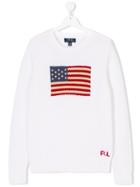 Ralph Lauren Kids Usa Flag Intarsia Jumper - White