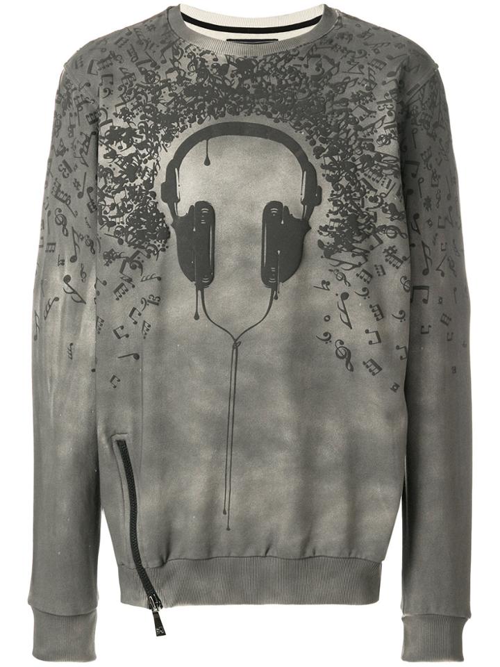 Super Légère Sprayed Headphone Print Sweatshirt - Grey