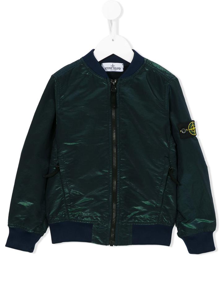 Stone Island Kids Shiny Bomber Jacket, Boy's, Size: 12 Yrs, Green