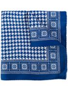 Borrelli - Houndstooth Print Scarf - Men - Silk - One Size, Blue, Silk
