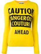 Moschino Caution Dangerous Couture Jumper, Size: 40, Yellow/orange, Cotton