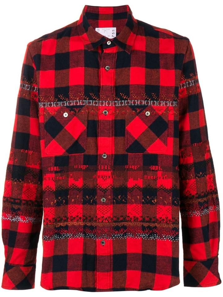 Sacai Button Front Patch Pocket Shirt - Red